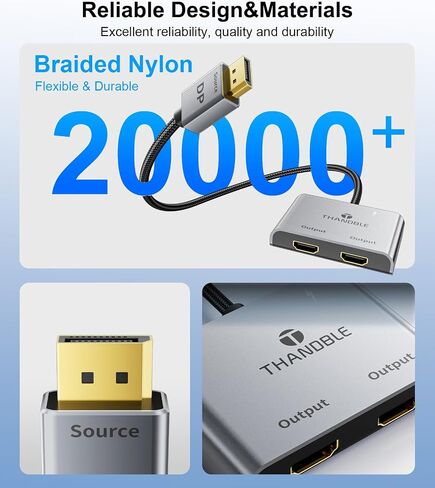 DisplayPort to Dual HDMI Adapter (4K@60Hz) DP to HDMI Splitter for Dual Monitors Extended Display MST Display Port 1 in 2 Out Hub for PC, Graphics Card in Kuwait