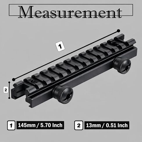 360 Tactical Low-Profile Full Size Riser Mount, 0.5" High 13 Slots Riser Mount 0.5 inch High for Scopes and Optics Three T Trading in Kuwait