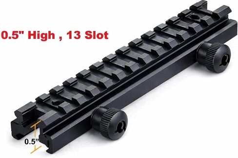 360 Tactical Low-Profile Full Size Riser Mount, 0.5" High 13 Slots Riser Mount 0.5 inch High for Scopes and Optics Three T Trading in Kuwait