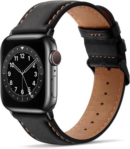 Tasikar Bands Compatible with Apple Watch Band 49mm 46mm 45mm 44mm 42mm Genuine Leather Replacement Straps Compatible with Apple Watch Ultra 3 2 1 SE Series 11 10 9 8 7 6 5 4 3, Classic Brown in Kuwait