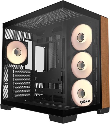 RAIDMAX Infinita Series I610 Dual Chamber ATX Gaming Case, Pre-Install Fans, 270° Seemless O11 Tempered Glass, Supports Up to 400mm GPU(Wood Included 700W Power and 240mm Liquid Cooler) in Kuwait