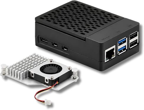 Case for Raspberry Pi 5 with Official Active Cooler, ABS Plastic Enclosure with Removable Top Cover, Power Button, Rear Exhaust Vent, WiFi Signal Friendly (Pi 5 Board Not Included) in Kuwait