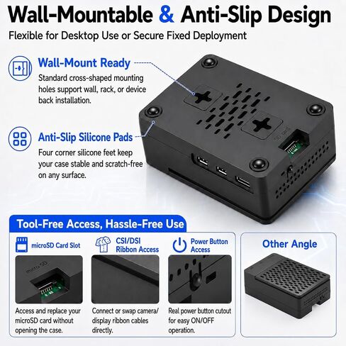 Case for Raspberry Pi 5 with Official Active Cooler, ABS Plastic Enclosure with Removable Top Cover, Power Button, Rear Exhaust Vent, WiFi Signal Friendly (Pi 5 Board Not Included) in Kuwait