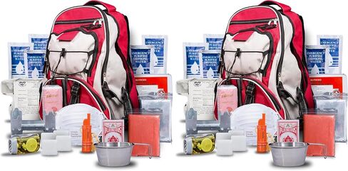 Blue Seventy-Two - Pro Series - Red Deluxe 72 Hour Emergency Backpack Survival Kit for 1 Person | Survival Kits for Emergencies (Includes Water Tablets) in Kuwait