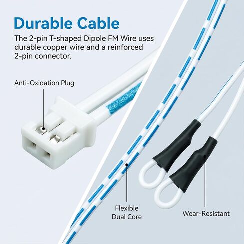 2 Pin T Shape Dipole FM Wire Lead Antenna Aerial,Compatible with Sony in Kuwait