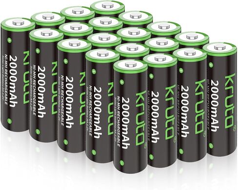 NiMH Rechargeable AA Batteries, 2000mAh 1.2V NiMH High Capacity Double AA Solar Rechargeable AA Batteries for Outdoor Solar Lights - Recharge up to 1200 Times, Pre-Charged (AA 2000mAh - Pack 20) in Kuwait
