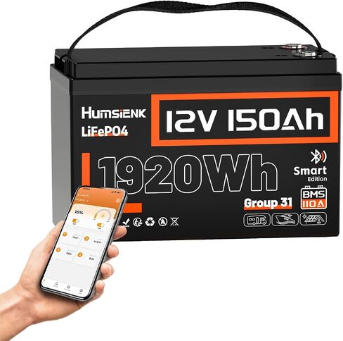 HumsiENK 12V 300Ah (314Ah) LiFePO4 Lithium Battery Mini Size with Bluetooth in Kuwait