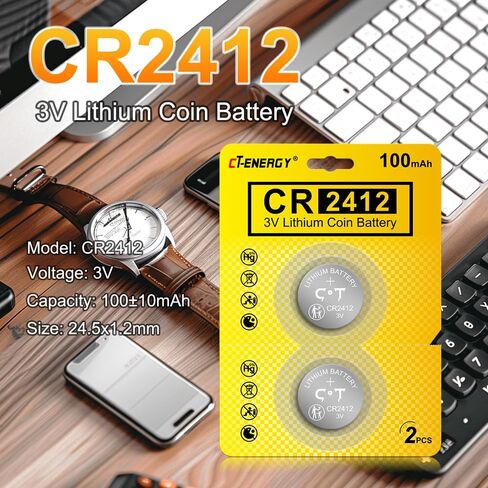 Lithium CR2412 100mAh Battery 2-Pcs in Kuwait