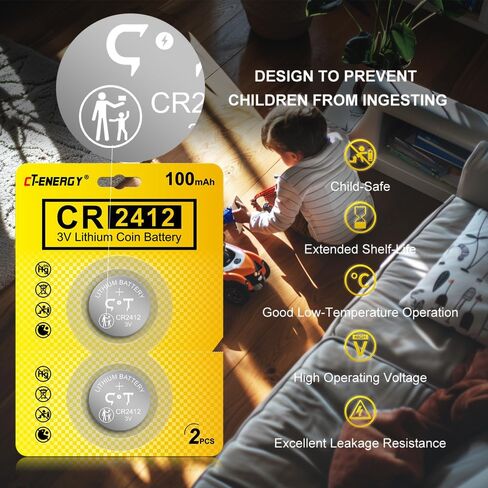 Lithium CR2412 100mAh Battery 2-Pcs in Kuwait