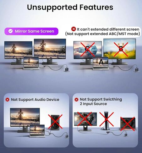 مقسم HDMI 1x2 1080P HDCP 1.4 متوافق مع الشاشات المزدوجة/أجهزة التلفزيون/PS5/Xbox - ناسخ HDMI 1 في 2 لوضع المرآة، سطح المكتب الممتد (كابل محول أسود مكون من عبوتين) in Kuwait