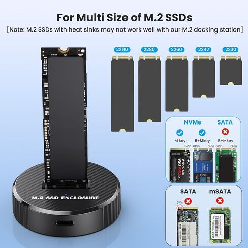 M.2 NVMe SSD Enclosure,USB 3.2 Gen 2 10Gbps External SSD Reader, Tool-Free Vertical M.2 SSD Adapter for M Key & B+M Key 2230 2242 2260 2280 22110 SSDs Up to 8TB in Kuwait