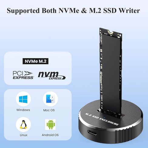M.2 NVMe SSD Enclosure,USB 3.2 Gen 2 10Gbps External SSD Reader, Tool-Free Vertical M.2 SSD Adapter for M Key & B+M Key 2230 2242 2260 2280 22110 SSDs Up to 8TB in Kuwait