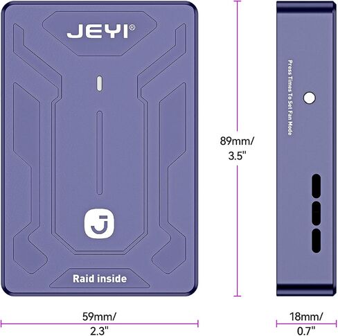 JEYI Dual-Bay NVMe M.2 SSD Enclosure with Turbo Fan, USB 3.2 Gen2x2 20Gbps, Hardware RAID 0/1/JBOD/LARGE, Smart Fan Control, Supports 2x8TB in Saudi Arabia
