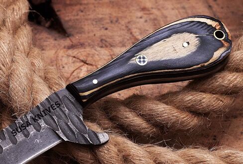 Custom Handmade 1095 steel Bull cutter knife, cowboy knives with pancake leather sheath in Kuwait