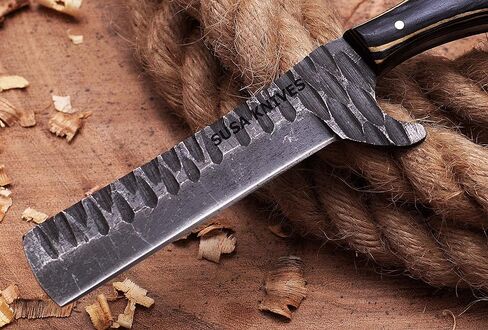 Custom Handmade 1095 steel Bull cutter knife, cowboy knives with pancake leather sheath in Kuwait