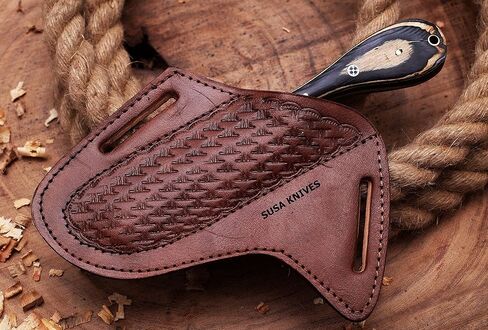 Custom Handmade 1095 steel Bull cutter knife, cowboy knives with pancake leather sheath in Kuwait