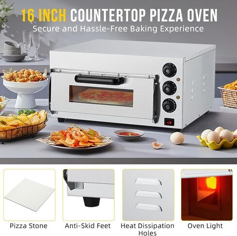 16" Electric Pizza Oven with Pizza Stone, Stainless Steel in Kuwait