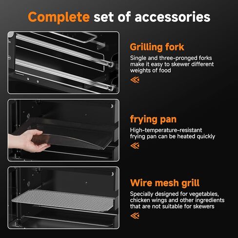 AMZCHEF Electric Rotisserie Grill with 2-in-1 Cooking Mode,34QT Rotisserie Oven with 360° Auto-Rotating Heating, Dual Skewers, Grilling Rack, Countertop Grill for Home, Restaurant, Kitchen Parties in Kuwait