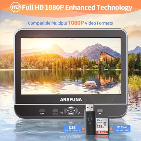 10.5" Portable DVD Player for Car with 1080P Full HD HDMI Input in Kuwait