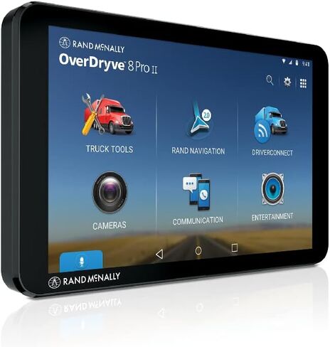 Rand McNally OverDryve 8 Pro II Truck GPS & Connected Tablet, Car Navigation with 8" Display, Built-in Satellite Radio, Fully Adjustable Dash Cam (Renewed) in Kuwait