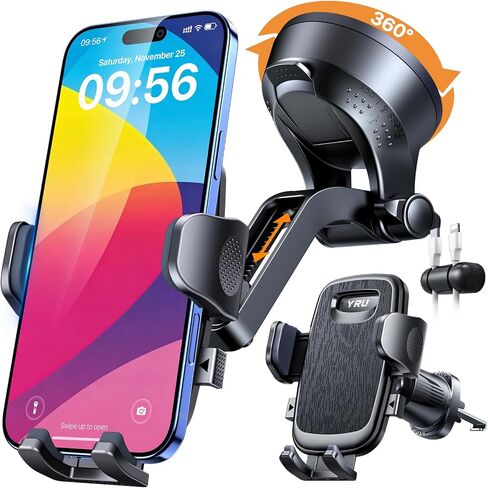 YRU 2026【100+LBS Suction & Flexible Low-Profile Arm】 Car Phone Holder Mount in Kuwait