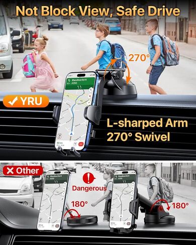 YRU 2026【100+LBS Suction & Flexible Low-Profile Arm】 Car Phone Holder Mount in Kuwait