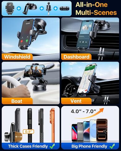 YRU 2026【100+LBS Suction & Flexible Low-Profile Arm】 Car Phone Holder Mount in Kuwait