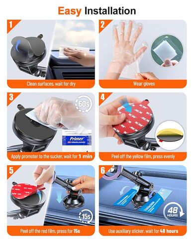 Sticky Adhesive Pad for Suction Cup: 6Pcs 3.15" Heat Resistant Double Sided Tape Replacement for Dashboard Car Mount, 80mm Round Sticker for Dash Windshield Phone Holder with Adhesion Promoter in Kuwait
