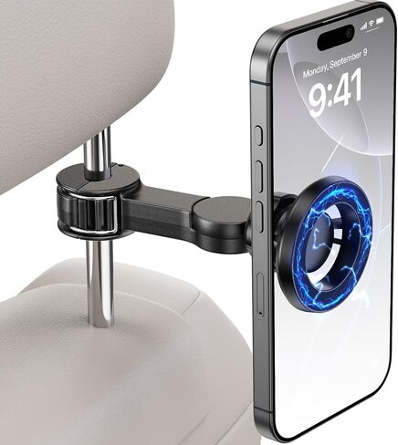 for Magsafe Car Headrest Phone Holder, 6 lb Strong Magnetic Force Headrest Phone Holder Car Mount for All Phone iPhone iPad Travel Accessories with Metal Ring, Black in Kuwait