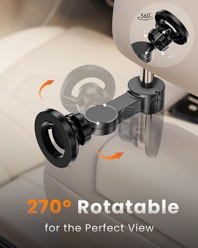 for Magsafe Car Headrest Phone Holder, 6 lb Strong Magnetic Force Headrest Phone Holder Car Mount for All Phone iPhone iPad Travel Accessories with Metal Ring, Black in Kuwait