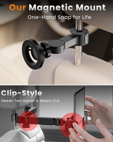 for Magsafe Car Headrest Phone Holder, 6 lb Strong Magnetic Force Headrest Phone Holder Car Mount for All Phone iPhone iPad Travel Accessories with Metal Ring, Black in Kuwait