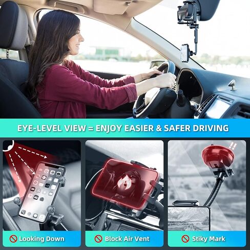 Phone Mount for Car, 360° Rotatable and Retractable Car Phone Holder Mount in Saudi Arabia