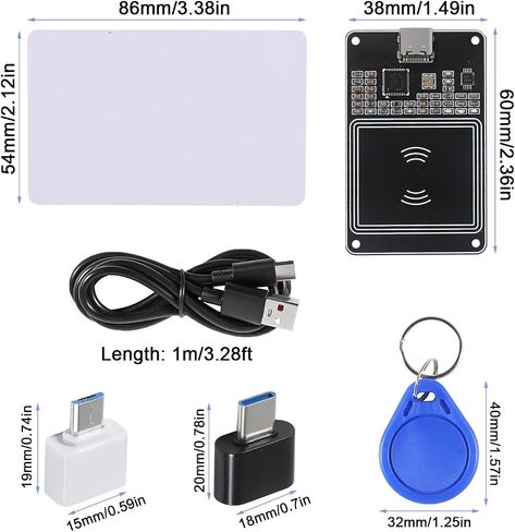 1 Set PN532 V2.0 RFID NFC Wireless Module PCB Attenna I2C IIC SPI HSU Type C Interface with IC S50 Card Key Card for Arduino DIY Smart Phone Android Phone in Saudi Arabia