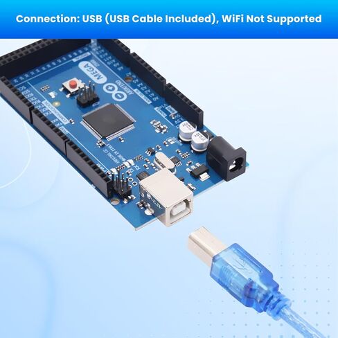Mega 2560 R3 Board Compatible with arduino for 3D Printers & Robotics - ATmega2560 Microcontroller with USB Cable, 54 I/O Pins & Upgraded Chipset for Advanced Makers in Kuwait
