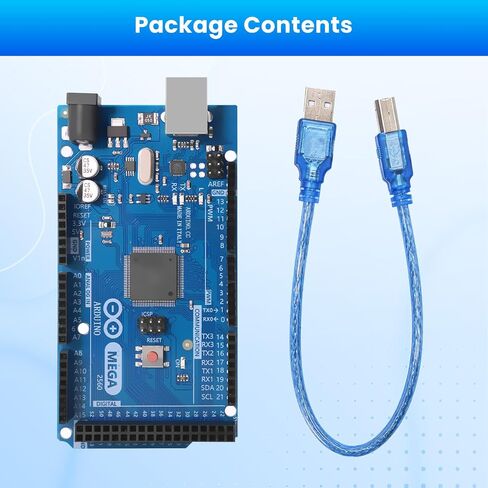 Mega 2560 R3 Board Compatible with arduino for 3D Printers & Robotics - ATmega2560 Microcontroller with USB Cable, 54 I/O Pins & Upgraded Chipset for Advanced Makers in Kuwait