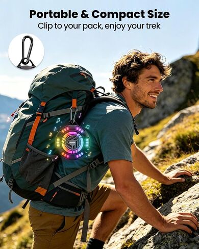 JTEMAN Shower Speaker Bluetooth Waterproof Portable,IPX7 Waterproof Outdoor Speaker with 7 LED Light Modes, Suction Cup & Carabiner, Floating Wireless Speaker for Pool, Beach, Kayak,Unisex Gifts in Kuwait