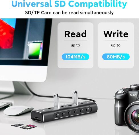 Rosonway 8-Port Powered USB 3.2 Hub 10Gbps with SD/TF Reader, RSH-A107D in Kuwait