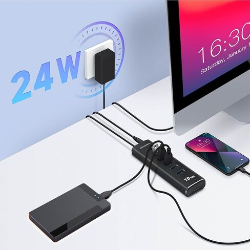 Rosonway 8-Port Powered USB 3.2 Hub 10Gbps with SD/TF Reader, RSH-A107D in Kuwait