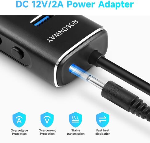 Rosonway 8-Port Powered USB 3.2 Hub 10Gbps with SD/TF Reader, RSH-A107D in Kuwait