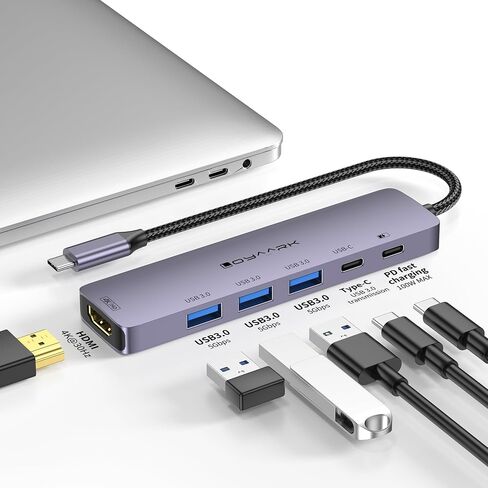 5-in-1 USB C Hub for MacBook Switch2, USB C Docking Station with 4K60Hz HDMI, USB 3.0, 100W PD Charging for Laptop, iPad Pro, Dell, HP (T615) in Saudi Arabia