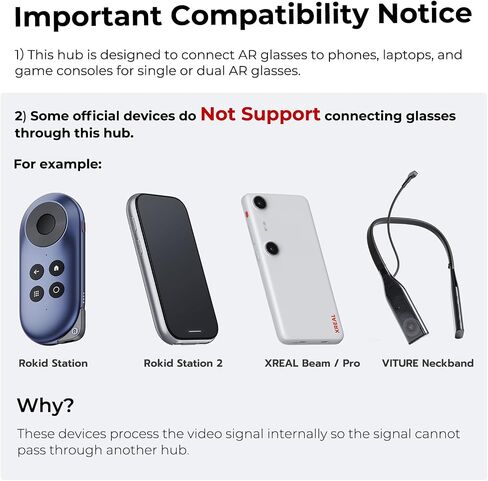 USB C to USBC Splitter Dual/Triple Monitor, for AR/XR Glasses, with 4K@60Hz HDMI, 6×10Gbps Ports, 100W PD, SD 4.0Reader, Not Compatible with Rokid Station/2, XREAL Beam/Pro, VITURE Neckband in Kuwait