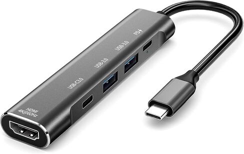RREAKA USB C Hub, 5in1 Multi-Port USB Adapter for Laptop/Mac, 4K@60Hz USB C to HDMI Splitter, 100W Max PD, 2 USB 3.0 & 1 USBC Data Ports, for Type C Devices in Kuwait