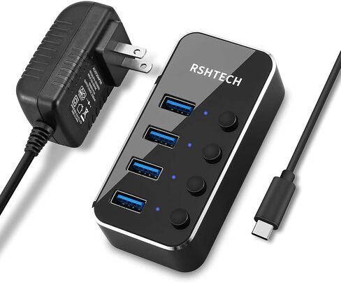RSHTECH Powered USB Hub, 4-Port USB C to USB 3.0 Data Port Hub, RSH-516C in Kuwait