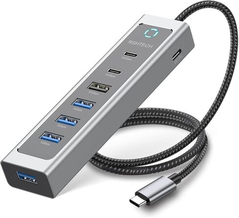 RSHTECH 7-Port USB C Hub 10Gbps with 3 USB-3.2 (2C + 1A), 4 USB-3.0 Ports in Kuwait