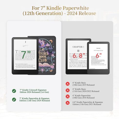 Magnetic Detachable Book Cover Case for 7" Kindle Paperwhite 12th Gen 2024 and Kindle Colorsoft Signature Edition (Magic Cat) Magnetic Replacement Book Cover(Cover Only) in Kuwait