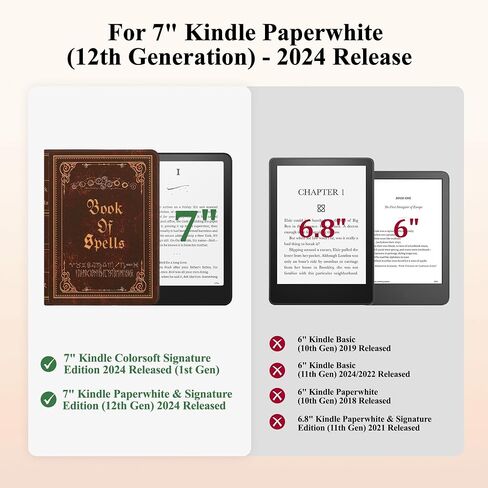 Magnetic Detachable Book Cover Case for 7" Kindle Paperwhite 12th Gen 2024 and Kindle Colorsoft Signature Edition (Magic Cat) Magnetic Replacement Book Cover(Cover Only) in Kuwait