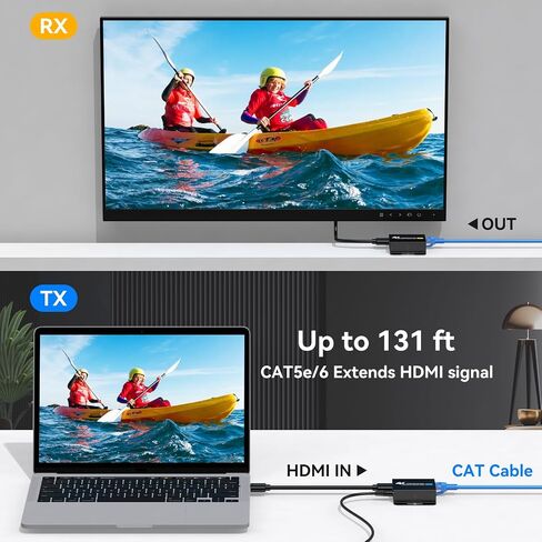 4K HDMI Extender Over CAT6/7 4K30Hz Upto 131ft/40m 1080P Upto 196ft/60m HDMI Balun Over Single Ethernet Support EDID and POC (Power Only Supplied to The TX End) in Kuwait