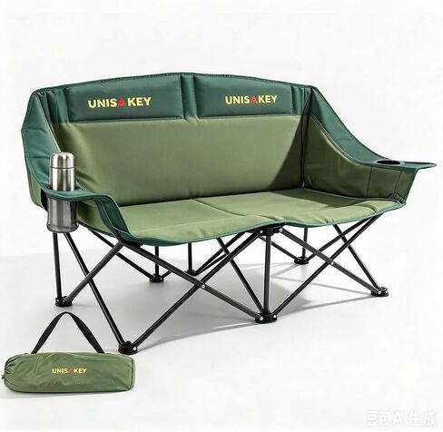 Unisakey Double Camping Chair,Oversized Loveseat 650LBS Capacity,Green in Kuwait