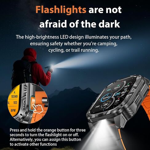 Military Smart Watch for Men with Flashlight (Answer/Make Calls) in Kuwait