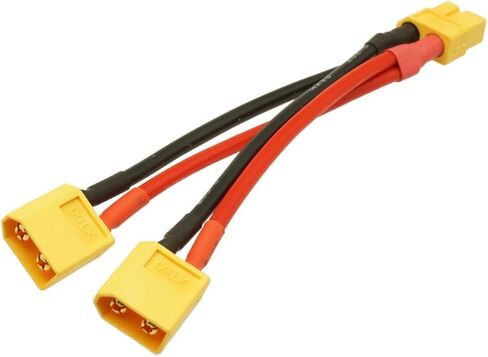 Tofficu Xt60 Parallel Battery Connector Cable Dual Extension Y Splitter with One Male and Two Female Xt60 Connections Sturdy Hard Plastic for Rc Battery Connection and Longer Flying Time in Kuwait